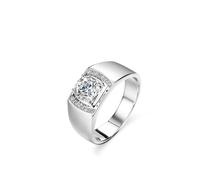 Dsnyu Anillo Moissanite Promise para Him con 4 garras y moissanite de 1 quilate de oro blanco de 9 K/14 K/18 K, plata, 20, Oro blanco 375 de 9 quilates, Moissanita
