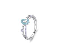 Dsnyu Anillo Plata 925, Anillo De Boda Mujer Patrón Geométrico Cruzado Zirconia Cúbica Forma Redonda Plata, 59, Zirconia cúbica