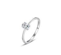 Dsnyu Anillo Plata Mujer 925, Alianza De Boda Solitaria Simple De Cuatro Garras Circonita Cúbica Forma Oval Plata, 49, Zirconia cúbica