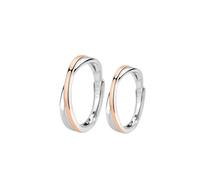 Dsnyu Anillos a juego 925, juego de anillos para parejas, diseño de tira Mobius de plata, tamaño ajustable, joyería de compromiso de boda, Adjustable, No es una piedra preciosa