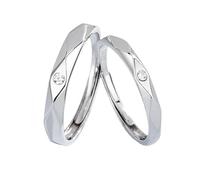 Dsnyu Anillos a juego para parejas 925, alianzas de boda de plata Mobius, tamaño ajustable, regalo de cumpleaños, día de San Valentín, Adjustable, No es una piedra preciosa