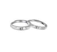 Dsnyu Anillos a juego para parejas 925, alianzas de boda de plata, tamaño mariposa, ajustable, joyería de compromiso, Adjustable, No es una piedra preciosa