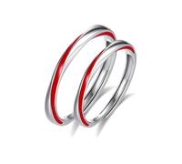 Dsnyu Anillos a juego para parejas 925, anillo de compromiso de plata Mobius, banda roja plateada, tamaño ajustable, joyería de promesa de boda, Adjustable, No es una piedra preciosa