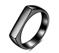 Dsnyu Anillos Acero Inoxidable Boda, Anillos Negros Forma de Rectángulo Pulido Hombre Mujer Joyas Talla 17