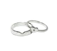Dsnyu Anillos de compromiso para parejas 925, anillos de boda para él y ella, anillo de plata, tamaño ajustable, regalo de cumpleaños, día de San Valentín, Adjustable, No es una piedra preciosa