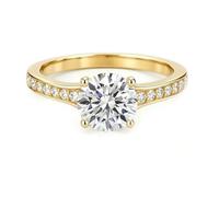 Dsnyu Anillos de oro blanco para mujer, anillos de compromiso de 4 puntas con moissanita, banda de oro blanco de 9 K, 14 y 18 quilates, K 1/2, Oro amarillo de 9 quilates, Moissanita