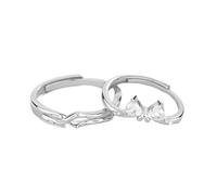 Dsnyu Anillos de pareja 925, juego de anillos de boda para él y ella, diseño de ramas de nudo de mariposa, banda plateada, tamaño ajustable, regalo de cumpleaños y día de San Valentín, Adjustable, No