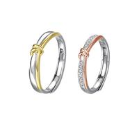 Dsnyu Anillos de pareja 925, juego de anillos de promesa a juego, banda de nudo, regalo de cumpleaños y día de San Valentín, Adjustable, No es una piedra preciosa