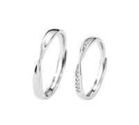 Dsnyu Anillos de pareja 925, juego de anillos de promesa a juego, banda de plata Mobius, regalo de cumpleaños o día de San Valentín, Adjustable, No es una piedra preciosa