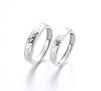 Dsnyu Anillos de pareja de plata 925, anillos de pareja para él y ella, líneas geométricas, plata, tamaño ajustable, Verstellbar, Circonia cúbica