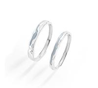 Dsnyu Anillos de pareja de plata de ley 925, anillos de pareja con diseño de río con brillantes de plata, tamaño ajustable