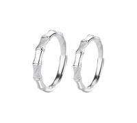 Dsnyu Anillos de pareja de plata de ley 925, par de anillos con forma de bambú, plata, para parejas, regalo de cumpleaños, Verstellbar, Sin gemas