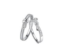 Dsnyu Anillos de plata 925, anillos de boda, par de arcos, de plata, para parejas, tamaño ajustable, Verstellbar, Sin gemas