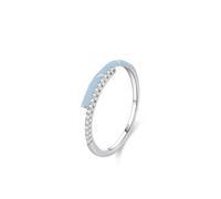 Dsnyu Anillos de plata 925 para mujer, anillo de compromiso, cinta de bambú con circón, joyas de color azul plateado, regalo de cumpleaños, 52 (16.6), Zirconia cúbica