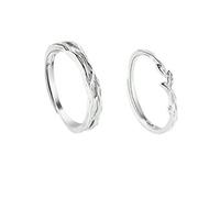 Dsnyu Anillos de promesa a juego, plata 925, anillos para parejas, ramas, anillo de plata, tamaño ajustable, joyería de compromiso de boda, Adjustable, No es una piedra preciosa