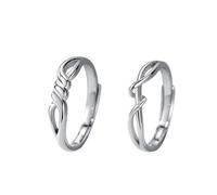 Dsnyu Anillos de promesa para parejas 925, anillos a juego con líneas enredadas, banda de plata, regalo de cumpleaños, día de San Valentín, Adjustable, No es una piedra preciosa