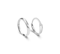 Dsnyu Anillos de promesa para parejas 925, anillos a juego para él y ella Mobius Strip, banda plateada, tamaño ajustable, regalo de cumpleaños, día de San Valentín, Adjustable, No es una piedra