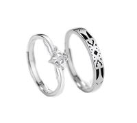 Dsnyu Anillos de promesa para parejas 925, anillos de promesa a juego de princesa y caballero, banda de plata, tamaño ajustable, ajuste cómodo, Adjustable, No es una piedra preciosa