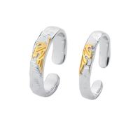 Dsnyu Anillos de promesa para parejas 925, anillos de promesa a juego para él y ella, hoja de arce, banda de oro de plata, regalo de cumpleaños, día de San Valentín, Adjustable, No es una piedra