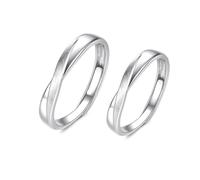 Dsnyu Anillos de promesa para parejas 925, juego de anillos a juego Mobius Strip, banda plateada, tamaño ajustable, regalo de cumpleaños, día de San Valentín, Adjustable, No es una piedra preciosa