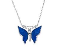 Dsnyu Collar de plata de ley 925, collar con colgante de mariposa giratoria que gotea al aceite, joyería de plata/oro, 45CM, No es una piedra preciosa