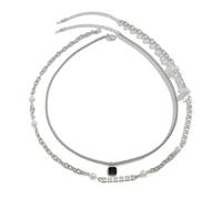 Dsnyu Collar para hombre con perlas, collar de plata largo, doble capa, aleación, con cierre de mosquetón, 67 cm de largo, 67cm, Perla