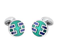 Dsnyu - Gemelos para hombre, color verde, camisa geométrica, traje de joyería, regalo para cumpleaños, 1.8x1.8CM, No Gemstone