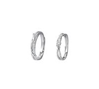 Dsnyu Juego de anillos de compromiso de plata 925 a juego, anillos de boda para él y ella, ramas y hojas, banda de plata, regalo de cumpleaños, día de San Valentín, Adjustable, No es una piedra