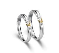 Dsnyu Juego de anillos para parejas 925, anillos de promesa a juego para él y ella, con lazo plateado, tamaño ajustable, joyería de compromiso, Adjustable, No es una piedra preciosa