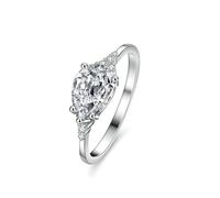 Dsnyu Moissanite - Anillo de oro 375 con moissanite de 1,5 quilates, oro blanco de 9 quilates, plata, 49 (15.6), Oro blanco de 18 quilates (750), Moissanita