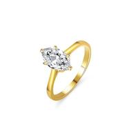 Dsnyu Moissanite Anillo de oro, anillos de boda para mujer, solitario marquesa con moissanite de 1 ct, oro amarillo de 9 K/14 K/18 K, 50 (15.9), Oro amarillo 585 de 14 quilates, Moissanita