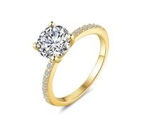 Dsnyu Moissanite - Anillo de oro con 4 garras y moissanite de 1 quilate, oro amarillo de 9 K/14 K/18 K, 45 (14.3), Oro amarillo de 18 quilates (750), Moissanita