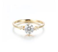 Dsnyu Moissanite - Anillo de oro con 4 garras y moissanite de 1 quilate, oro amarillo de 9 K/14 K/18 K, 62 (19.7), Oro amarillo de 9 quilates (375), Moissanita