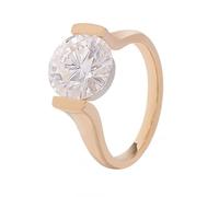 Dsnyu Moissanite - Anillo para mujer, oro amarillo, solitario con moissanite redondo, bisutería para esposa y madre, 57 (18.1), Moissanita