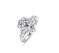 Dsnyu Moissanite Eternity - Anillo de boda con diamante en forma de gota de agua con moissanite de 4 quilates, oro blanco de 9 K, 14 K, 18 K, plata, 65 (20.7), Platino 950, Moissanita