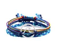 Dsnyu Pulsera de cordón para hombre, pulseras de cuerda ajustable, joyería trenzada para mujer, color azul, 3 unidades, 6.69"-11", No es una piedra preciosa