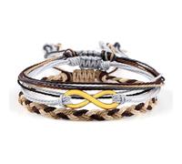 Dsnyu Pulsera de cuerda, pulsera ajustable para hombre, elegante, pulseras de cordón para mujer, plata y oro, 3 piezas, 6.69"-11", No es una piedra preciosa