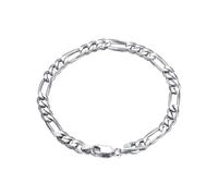 Dsnyu Pulsera de plata 925 para hombre, pulsera de cadena Figaro simple de plata/oro para mujeres y hombres, joyería para cumpleaños, 19x0.5CM, No es una piedra preciosa
