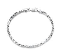 Dsnyu Pulsera de plata de ley 925 para mujer, cadena bizantina simple de 2,5 mm, joyería de plata/oro, 21.5CM, No es una piedra preciosa