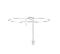 Dsnyu Pulsera de plata de ley 925 para mujer, pulseras de joyería con cadena cruzada, joyería de plata/oro, 23CM, No es una piedra preciosa
