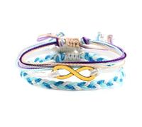 Dsnyu Pulseras de cuerda para hombre, pulseras de cuentas para mujer, tejido ajustable, elegante, joyería de moda, plata/oro, 3 piezas, 6.69"-11", No es una piedra preciosa