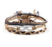 Dsnyu Pulseras de cuerda para hombres y mujeres, pulseras de moda de tejido ajustable, elegantes pulseras de cordón, joyería de moda, plata/oro, 3 piezas, 6.69"-11", No es una piedra preciosa