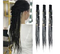 Dsoar Clip En Extensiones Dreadlock 20 Pulgadas 3PCS Hecho a mano 0.6cm Sintético Dreads con Clips Suave Crochet Loc Extensiones(1#)