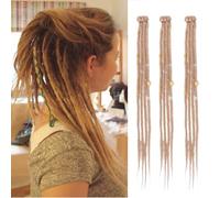 Dsoar Clip En Extensiones Dreadlock 20 Pulgadas 3PCS Hecho a mano 0.6cm Sintético Dreads con Clips Suave Crochet Loc Extensiones(24#)