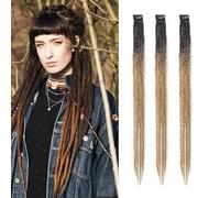 Dsoar Clip In Dreadlock Extensiones 24 Pulgadas 3PCS Hecho a Mano 0.6cm Sintético Dreads con Clips Suave Crochet Loc Extensiones