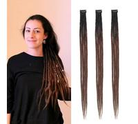 Dsoar Clip In Dreadlock Extensiones 24 Pulgadas 3PCS Hecho a Mano 0.6cm Sintético Dreads con Clips Suave Crochet Loc Extensiones