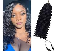 Dsoar Extensiones de Cabello Humano Micro Crochet 100 g 18 Pulgadas Pre-looped Deep Wave Hair Bundle para Trenzar Extensiones de Cabello Rizado de Color Natural