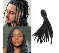 Dsoar Extensiones de Rastas de Cabello Humano de Doble Extremo 14 Pulgadas 10 mechones Hechas a Mano con Ganchillo Extensiones de Rastas de Cabello Real, Negro Natural