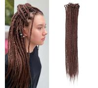 Dsoar Extensiones de Rastas Sintéticas Delgadas de 0,6cm Hechas A Mano 20 Pulgadas 20 Hebras de Pelo de Ganchillo Trenzas Largas de Ganchillo Estilo Hip-Hop Extensiones de Cabello de Rastas Suaves