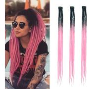 Dsoar Extensiones Finas de Rastas Clip In Dreads Rastas Hechas a Mano 3Pcs Crochet Loc Extensiones 24 Inch/60 cm